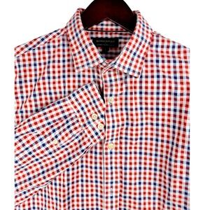 Banana Republic Mens Non Iron Tailored Slim Fit Gingham Button Down Shirt Large